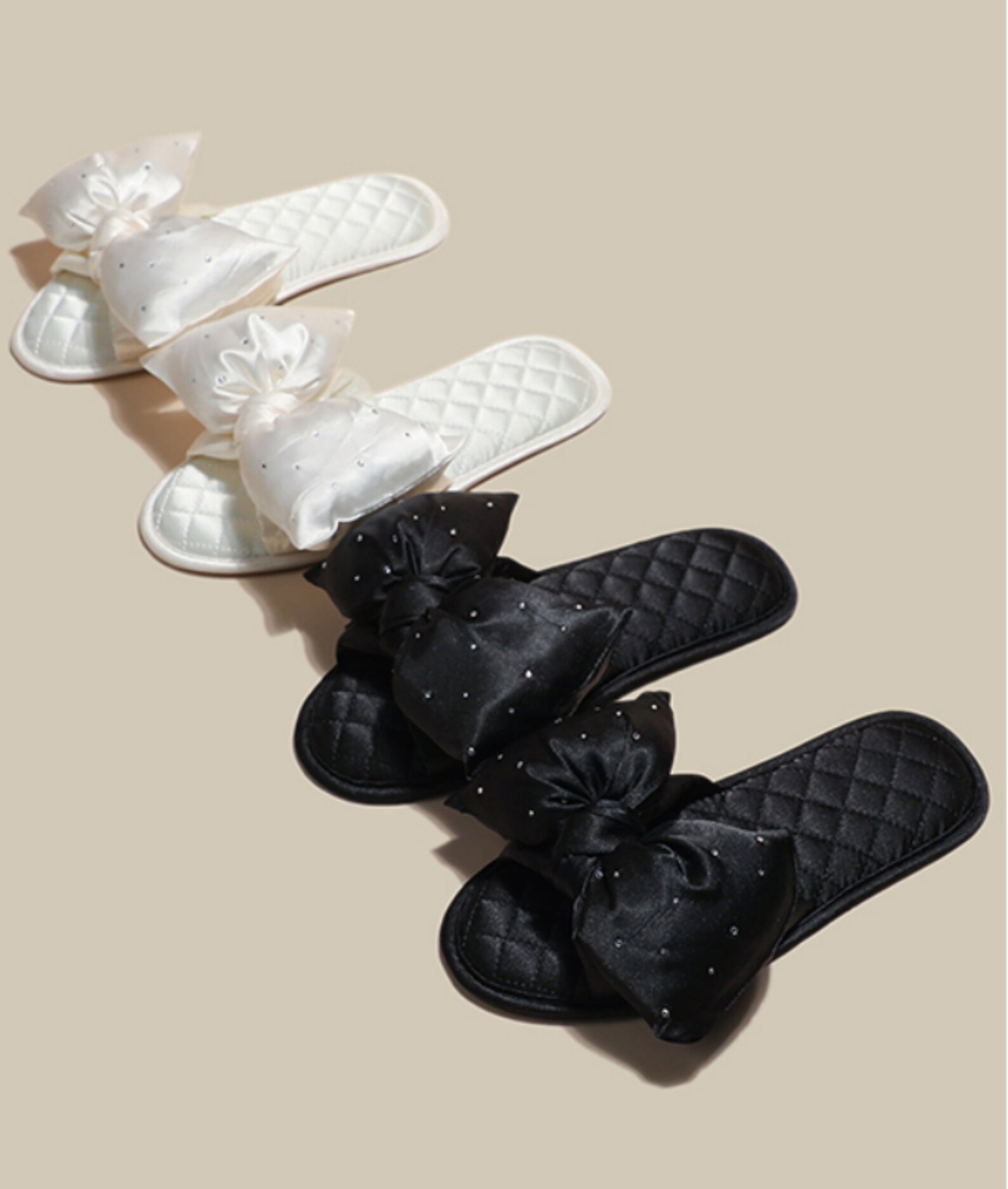 slippers with bow tie