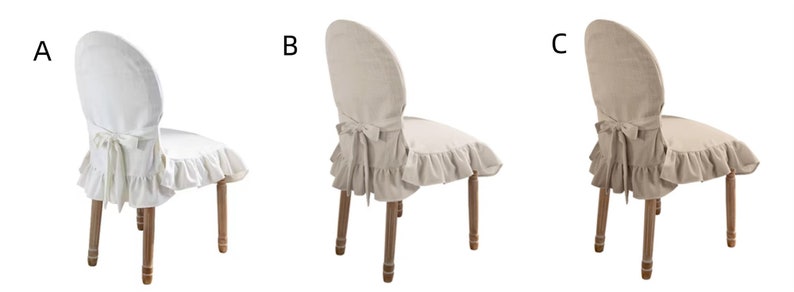 Customized Dining Chair Cover Cotton Linen Ruffle Chair Cover Oval Back ...