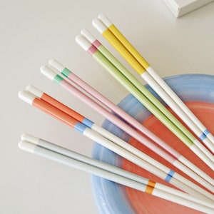 Macaroon Colored Ceramic Chopsticks / Colorful Striped 5 Pairs Set / Healthy  Environment-Friendly Tableware / Anti-Mold  Anti-Slip