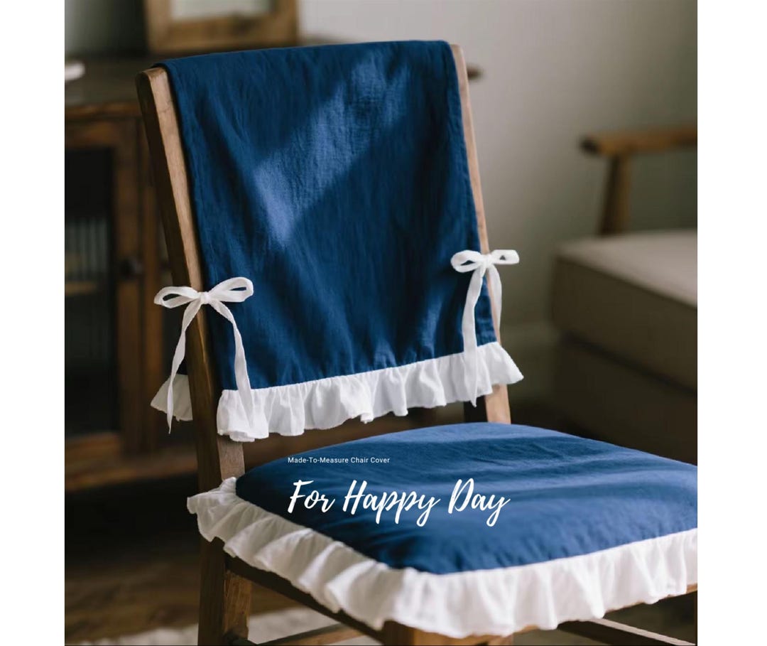 Cotton Chair Back Cover With Seat Pad Ruffle Chair Cover