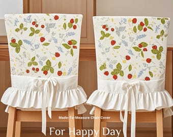 Cotton Chair Back Cover – Floral Print, Ruffle Detail