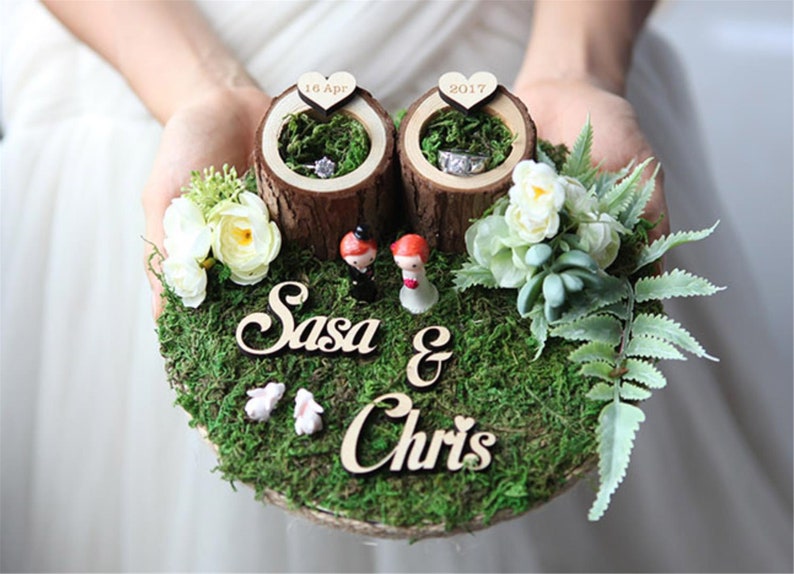 Forest Tyle Wooden Wedding Ring Holder Etsy