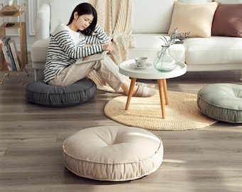 Futon Cushions - Tatami Mats - Linen Floor Mats - Bedroom Living Room Sofa - Round Cushions - Footrests -Chair Pads - Floor Pillows