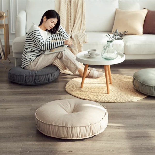 Futon Cushions - Tatami Mats - Linen Floor Mats - Bedroom Living Room Sofa - Round Cushions - Footrests -Chair Pads - Floor Pillows