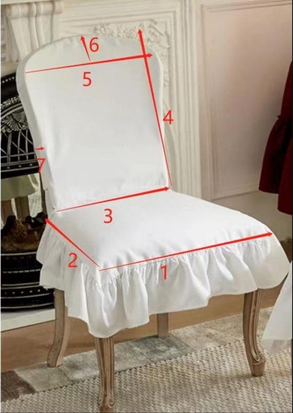 Benutzerdefinierte Floral Esszimmerstuhl Cover - Faux Leinen Rüschen Slipcover