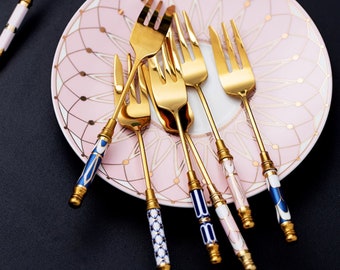 Printed Forks - Dessert Forks - Fruit Salad Cutlery - Table setting - Kitchenware - Cute Forks - Dinnerware