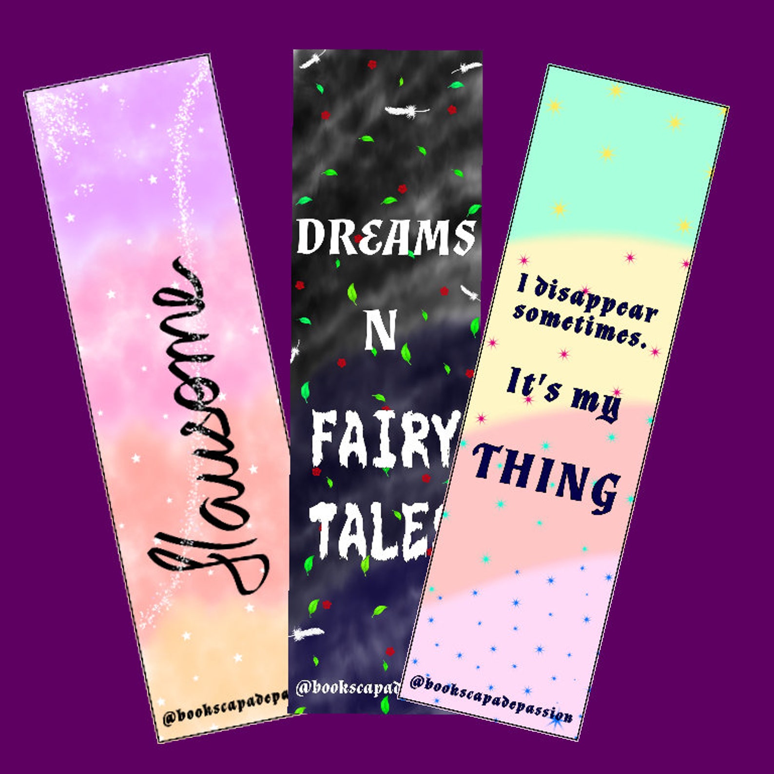 Digitally printed bookmark set of 3 Inspirationalquote Etsy