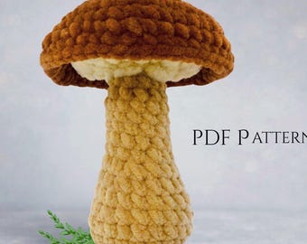 Plush Mushroom Crochet Pattern – Soft Amigurumi Toy for Cozy Woodland Decor