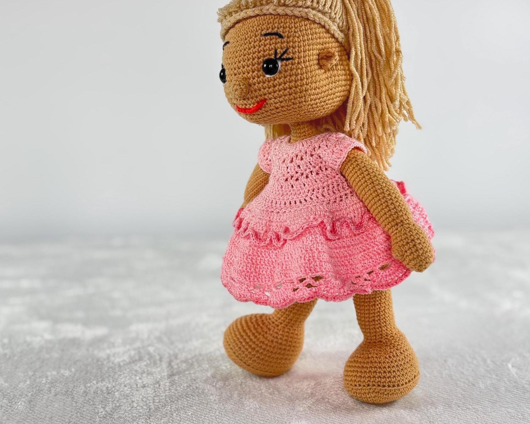 Crochet Doll Dress Pattern PDF – Pink Lace Summer Outfit for 13 Inch Doll – Amigurumi Clothes Pattern