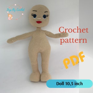 Doll base crochet pattern pdf amigurumi, doll body crochet