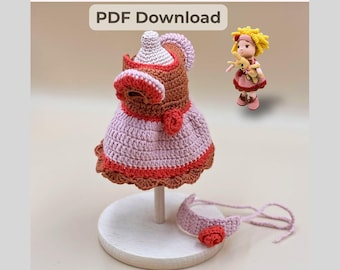 Doll Dress Crochet Pattern : Puff Sleeve Handmade Doll Clothes and Headband (PDF Pattern)