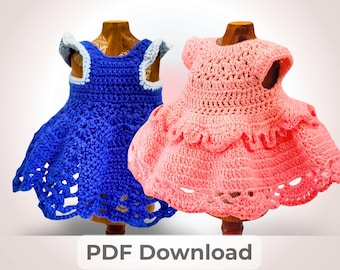 Crochet Doll Clothes Pattern PDF – 2 Dress Set for 13 Inch Doll – Lace Summer Outfit