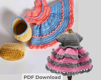 Crochet Doll Dress Pattern PDF  Bundle | 13 Inch Amigurumi Doll Clothes | Multiple Doll Outfit Set