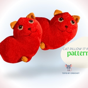 Crochet Cat Heart Pillow Pattern: Easy Amigurumi Plush Toy (PDF Tutorial)