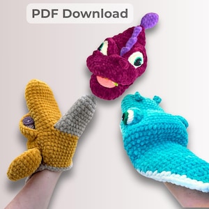 Crochet Hand Puppet Pattern PDF | Amigurumi Puppet Set | Crocodile Dragon Giraffe Crochet Patterns | Easy DIY Plush Toy