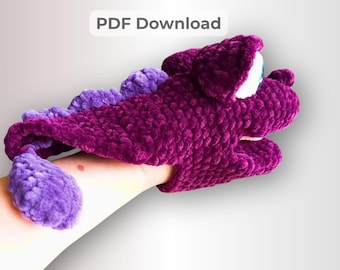 Marionnettes à main dragon au crochet, motif PDF, peluche amigurumi, cadeau bricolage facile, adapté aux débutants