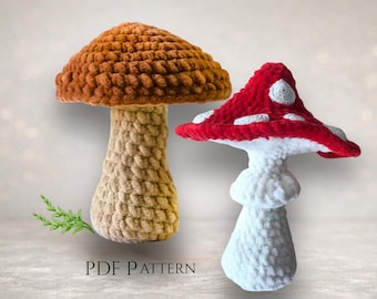 Mushroom Crochet Pattern Bundle PDF – Amigurumi Mushrooms – Woodland Decor Plush Toy Set