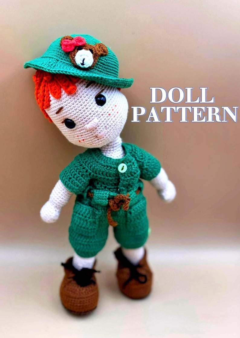 Adorable craft doll pdf pattern/amigurumi doll crochet recipe/soft toy for kids/new friend for child/adorable dollpattern/art  doll tutorial/digital pdf doll outfit pattern/pdf download instruction/digital products/Crochet Cute Toy, Cute Doll Boy