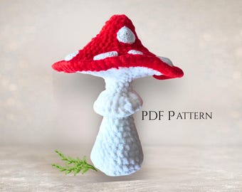 Wzór na szydełkowe grzyby w formacie PDF – łatwa pluszowa zabawka amigurumi, leśna dekoracja, uroczy prezent, dla początkujących