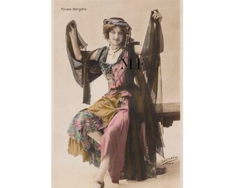 Vintage postcard, Artist, DARSON, Folies-Bergère, Sartony Paris