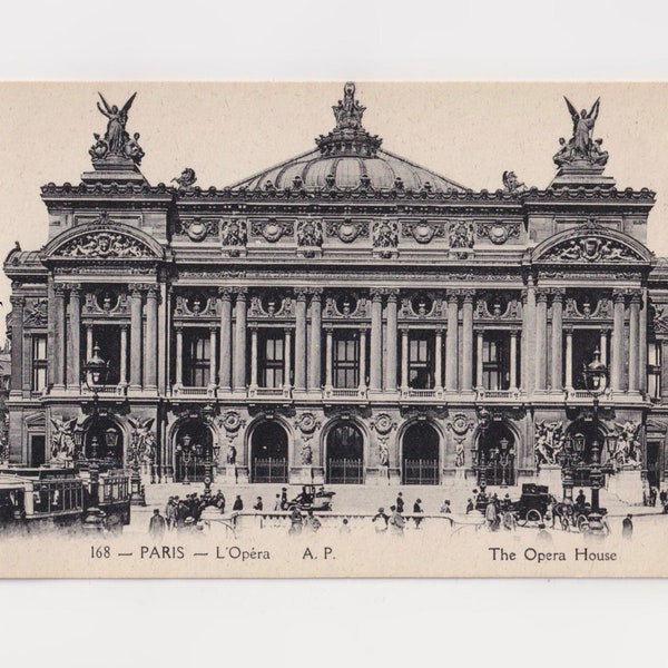 Paris, L'Opéra, Palais Garnier, Carte postale vintage, France, Ancienne photographie