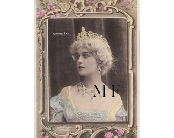 La soprano Lina Cavalieri, Carte postale vintage, Reutlinger Paris