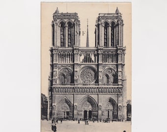 Paris, Notre-Dame, Cathedral, Vintage postcard, France, Old photograph