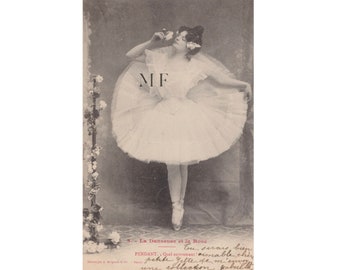 Carte postale ancienne, La Danseuse et la Rose