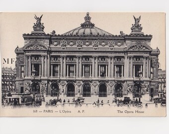 Paris, The Opera, Palais Garnier, Vintage postcard, France, Old photograph