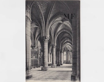 Notre Dame de Paris, Choir aisle, Vintage postcard, Paris, France, Old photograph