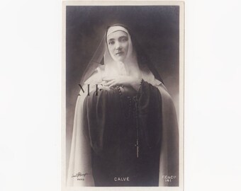 Carte postale vintage, CALVÉ, Portrait d'une religieuse, Paul Boyer Paris