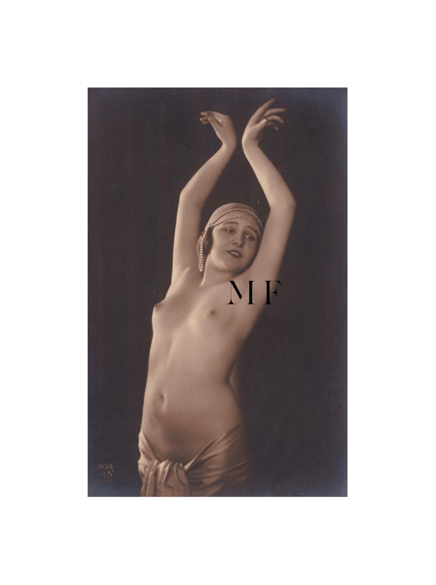 Rare curiosa grande photo nu féminin Belle Epoque femme nue noir et blanc