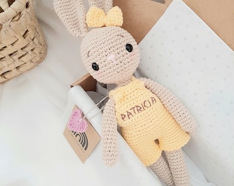 Conejito de apego Hugo/Valeria, Bebé, Regalo, recién nacido, Crochet, Amigurumi, Baby Shower, Hecho a mano