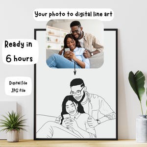 Benutzerdefinierte Linie Kunst Porträt, personalisiertes Geschenk, Paar Linie Zeichnung, Porträt vom Foto, digital, druckbar, Cartoon oder realistisch, minimalistisch