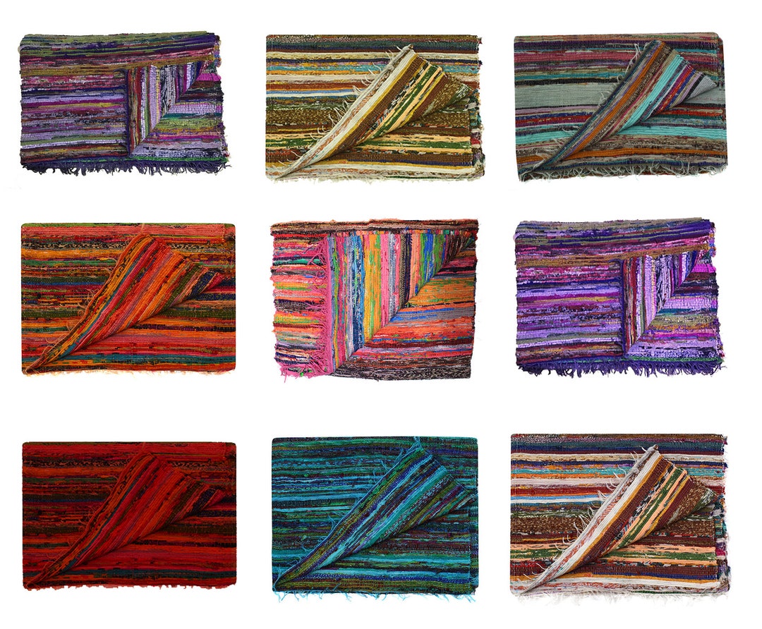 Chindi Cotton Rag Rugs 100 Ecofriendly, 2in1 Reversible