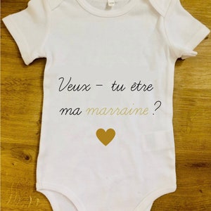 Customizable bodysuit / short or long sleeves / godmother / announcement