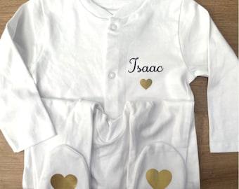 Pyjama bébé personnalisé / prénom + coeur