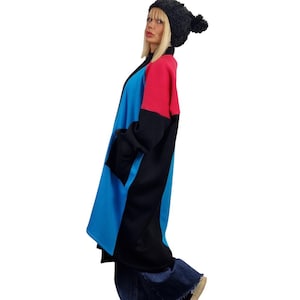 Patchwork Oversized Long Coat – Boho Festival Vest – Colorful Statement Outerwear – Avant Garde Style