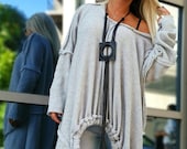 Asimetric Woman Tunic Gothic Woman Top Loose Top Oversize Tunic One Size Tunic Designer Handmade Clothes