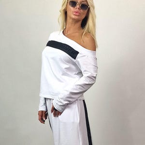 Cotton Women Set, Long Skirt with Longsleeve Top, Loose Skirt & Off Shoulder Blouse, Casual Women Set, Avant-garde Set, Urban fashion
