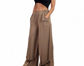 Strap design Loose wide leg pants,  Extravagant Style, Elegant Throusers
