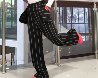 High Waist Pants, Summer Pants, Casual Pants, Women Black Pants, Loose Pants, Extravagant Pants, Avant-garde trousers, Party Trousers