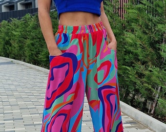 Long Pants, High Waist Pants, Summer Pants, Casual Pants, Boho Trousers, Loose Pants, Extravagant Pants, Avant-garde trousers