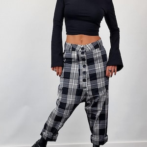 Plaid Pants, Baggy Pants, Harem Pants, Drop Crotch Pants, Gipsy Pants, Avant-garde Pants, Maxi Pants, Extravagant Pants