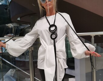 Asymmetric Cotton Shirt: Avant-Garde Gothic Party Top