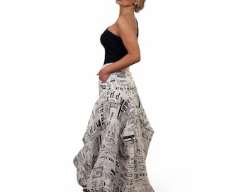 Linen bubble skirt oversized maxi skirt convertible balloon skirt avant garde boho women clothing
