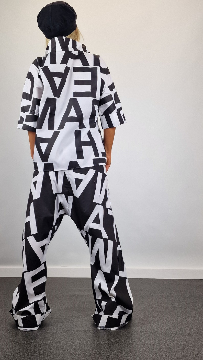 Avant-garde Cotton Harem Jumpsuit: Asymmetric Gothic Set image 5