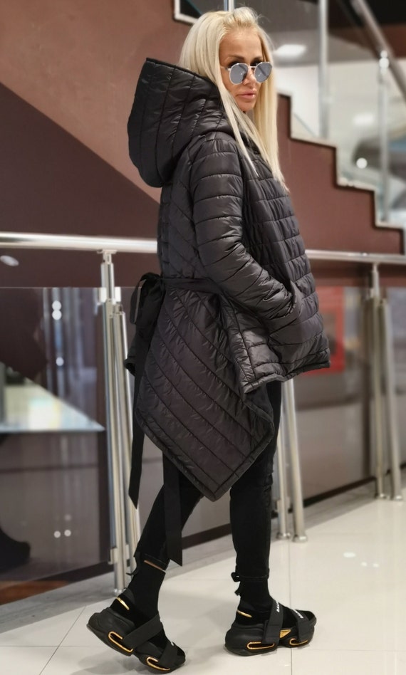 アシンメトリー ウール混紡コート whyto ホワイト キルティング アシンメトリー コート “quilting