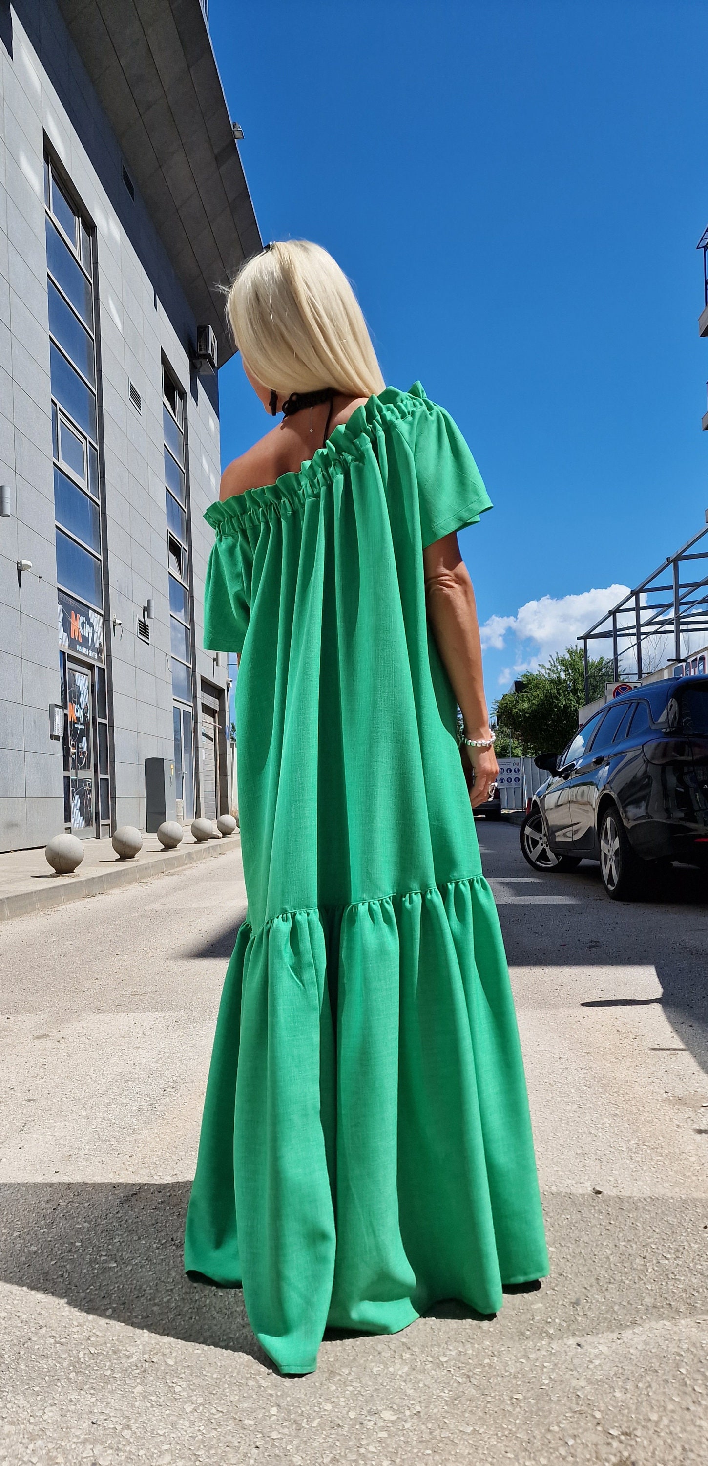 green cold shoulder maxi dress Anaya With Love Floral Green Cold Shoulder Maxi Dress with Metallic De –  Maya Deluxe
