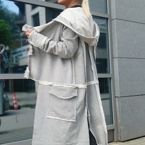 Extravagante Damen Weste/Hoodie Weste/Lange Sleev Weste/Asimetrische Frauen Weste/Gothic Weste/Baumwolle Weste